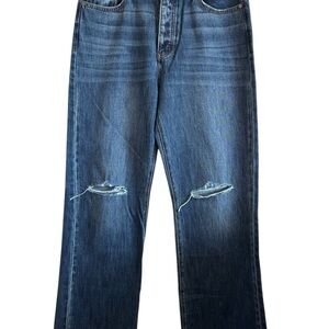 KanCan The Garrison 90s Flare Jeans High Rise 9/28 Blue Distressed Button Fly